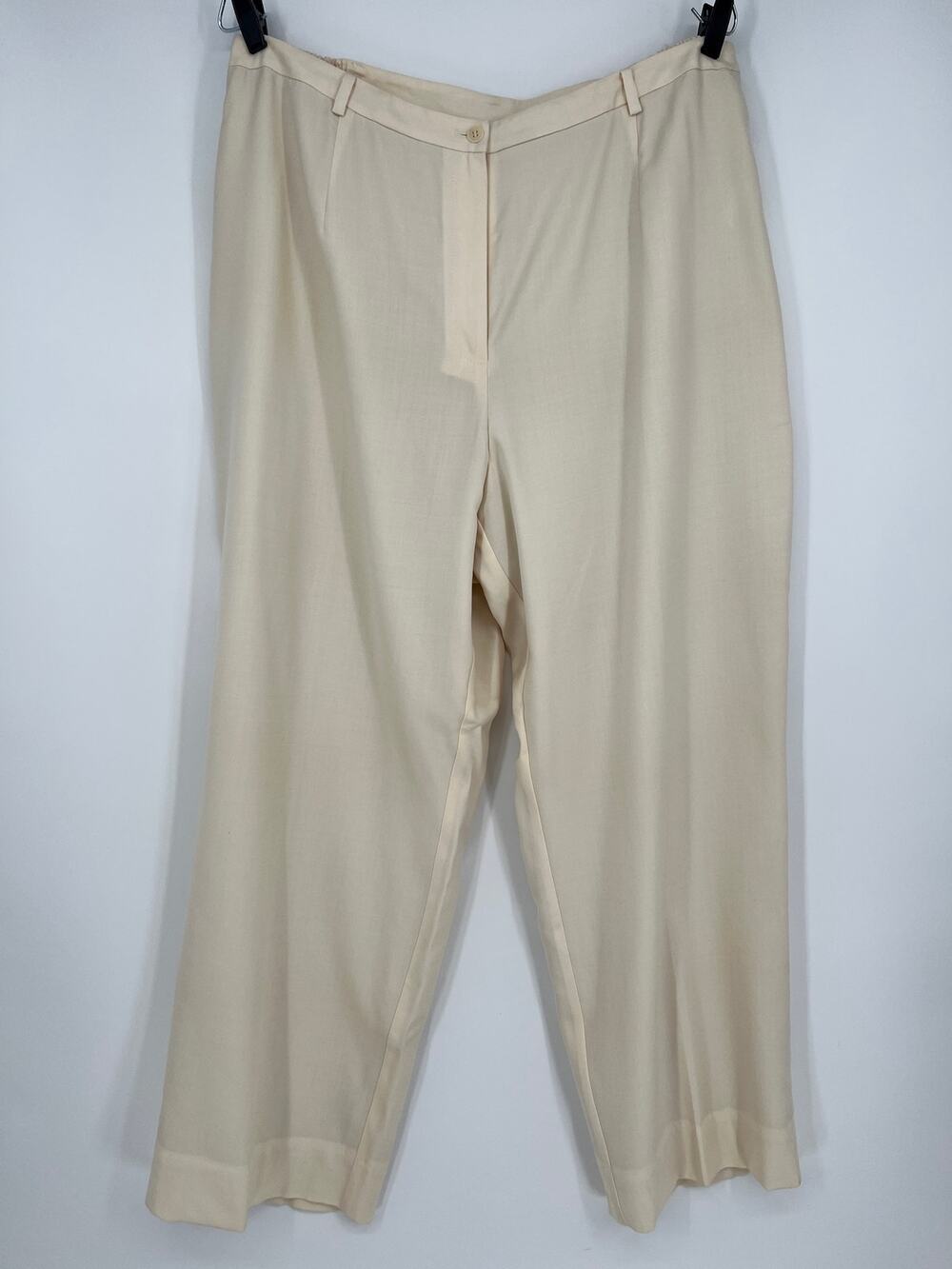 Sigrid Olsen Woman 100% Wool Trouser Pants 22 Bone Cream Lined NEW Wide Leg